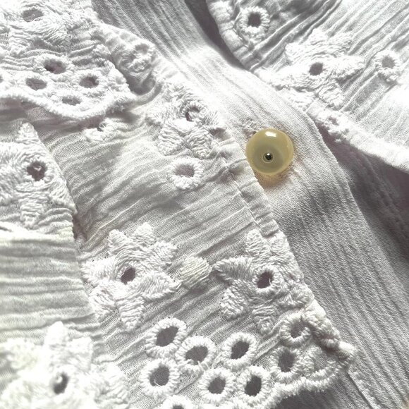 Rebecca Taylor Dree Cotton Silk Ruffle Top Womens 10 Pink Eyelet Sleeveless - Picture 4 of 8